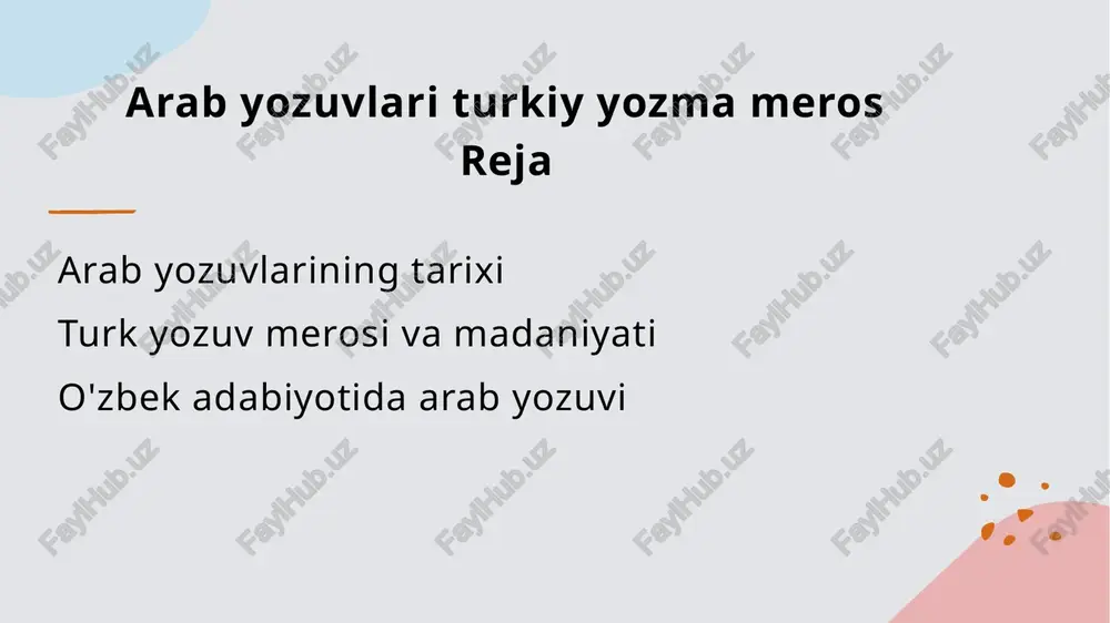 arabyozuvlarining tarixi — PPTX