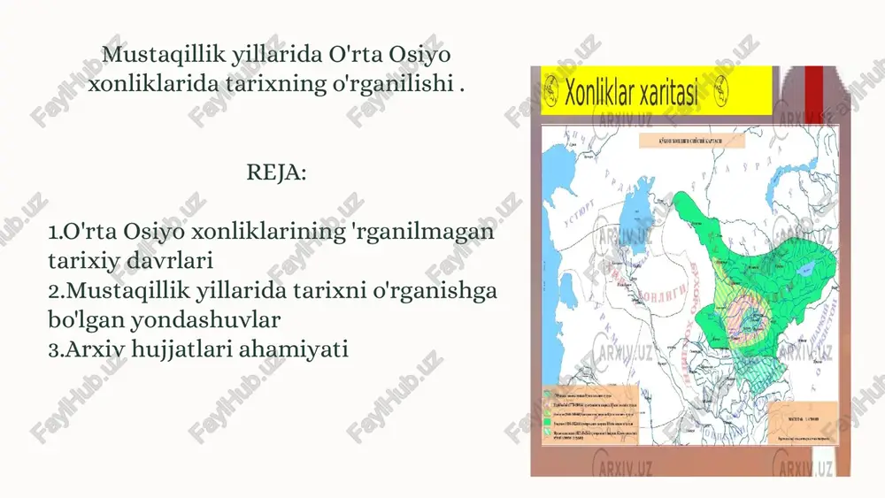 o'rta osiyo xonliklarining 'rganilmagan tarixiy davrlari — PPTX
