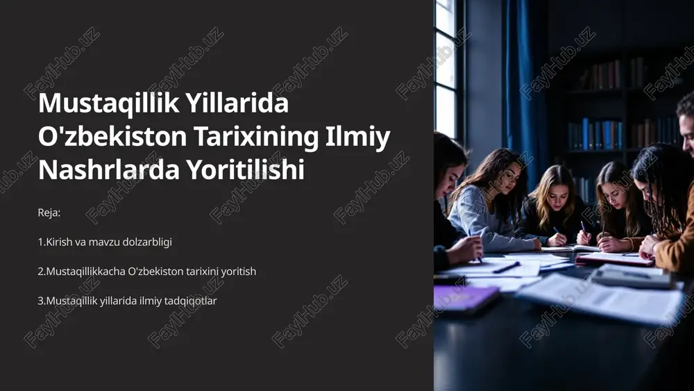 mustaqillik yillarida o'zbekiston tarixining ilmiy nashrlarda yoritilishi — PPTX