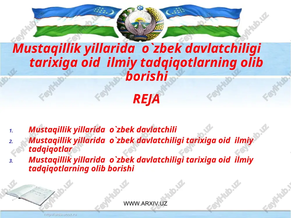 o‘zbek davlatchiligi tarixiga oid ilmiy tadqiqotlar — PPT