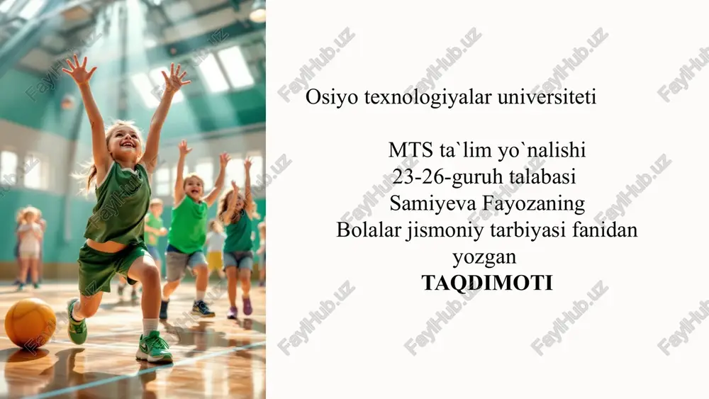 jismoniy tarbiya mashg'ulotlari — PPTX