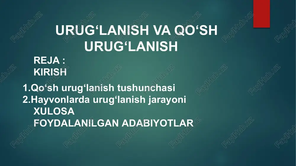 urug‘lanish va qo‘sh urug‘lanish — PPTX
