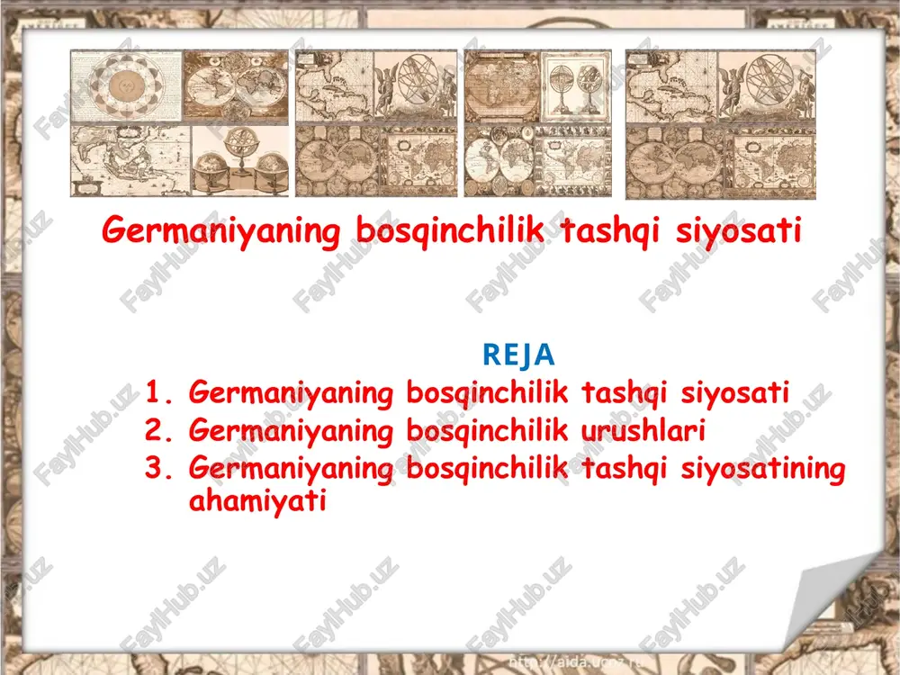 germaniyaning bosqinchilik tashqisi yo'sati — PPTX