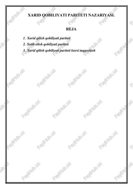 xarid qobiliyati pariteti — DOCX