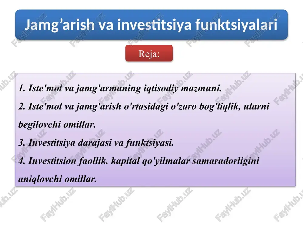 iste'mol vajamg'armaning iqtisodiy mazmuni — PPTX