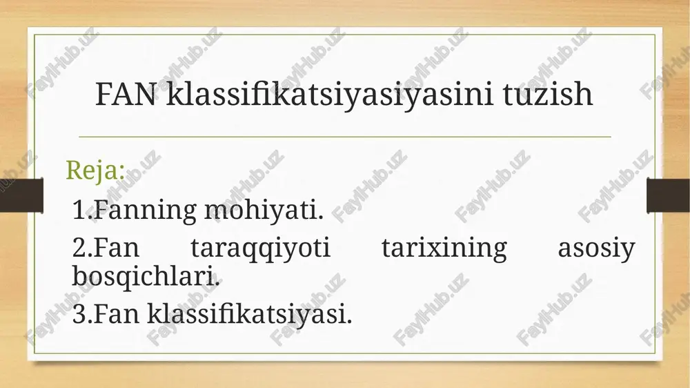 fan klassifikatsiyasi — PPTX