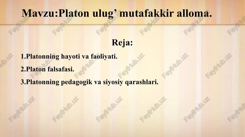 platonning hayoti va faoliyati — PPTX