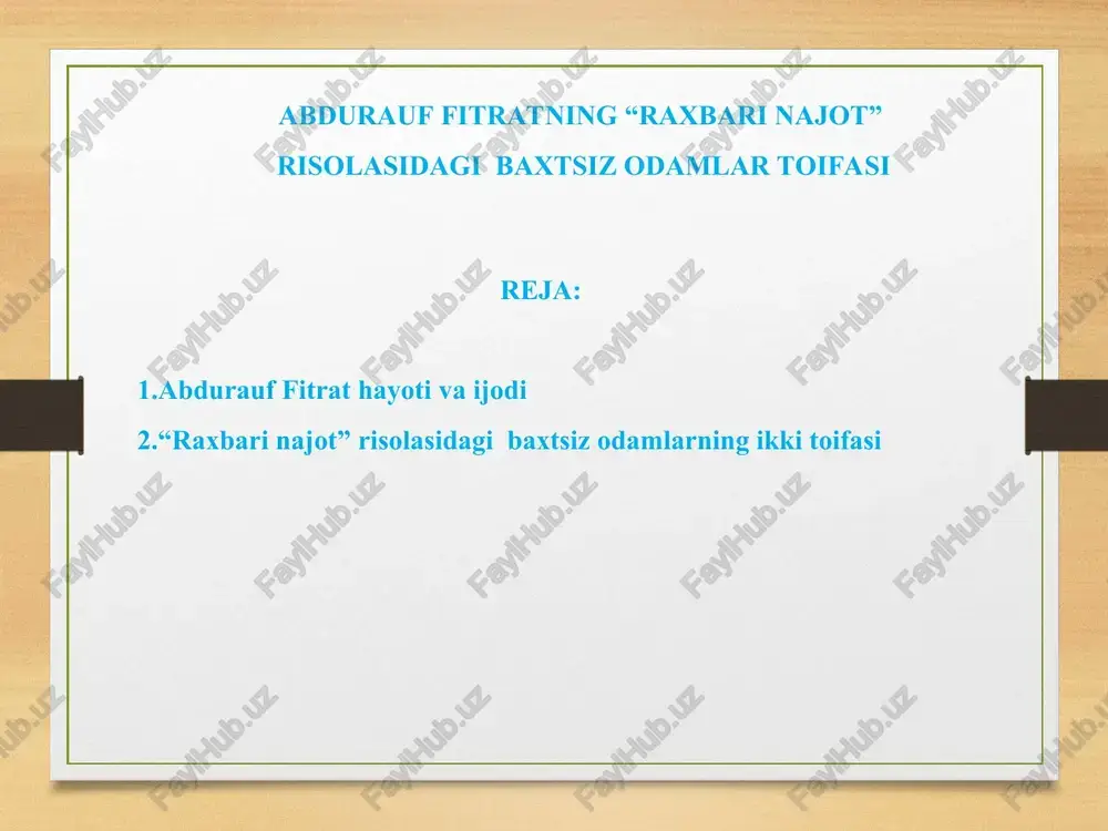 "raxbari najot" risolasidagi baxtsiz odamlar toifasi — PPT
