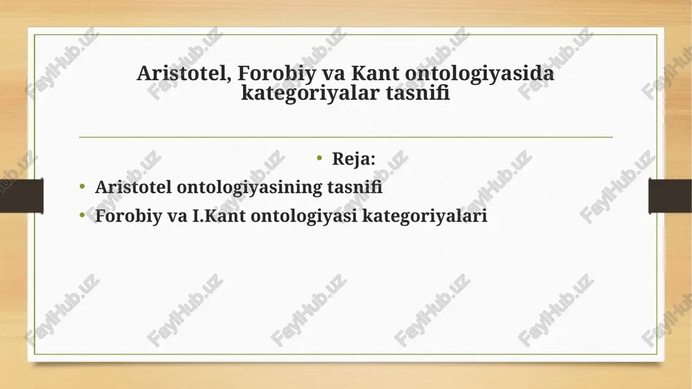 aristotel ve forobiyva kant ontologiyasi — PPTX