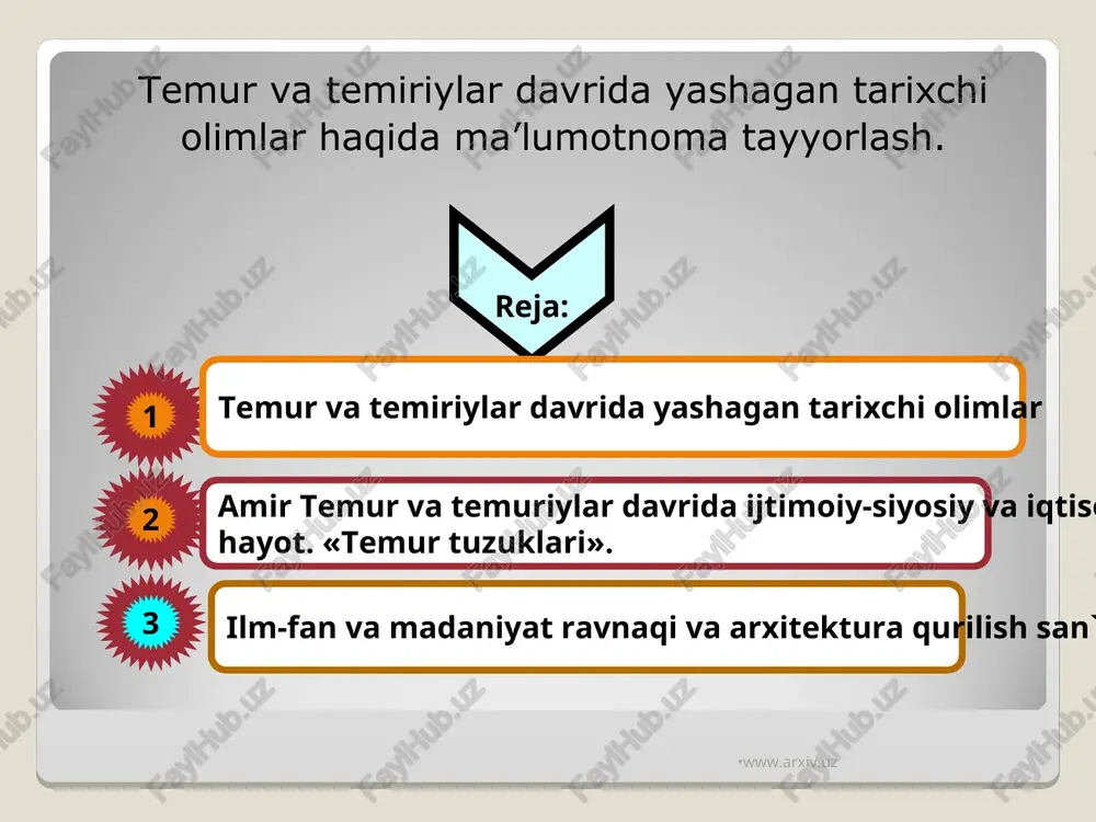 temur va temiriylar davrida yashagan tarixchi olimlar — PPT