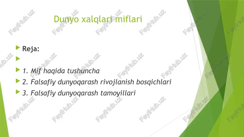 dunyo xalqlari miflari — PPTX
