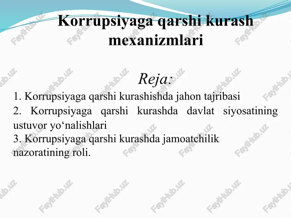 korrupsiyaga qarshi kurash mekanizmlari — PPTX