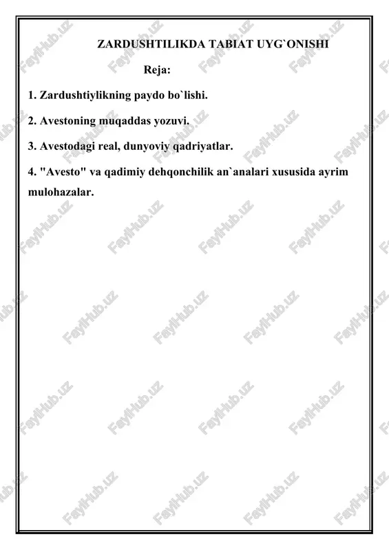 zardushtilikda tabiat uyg`onishi — DOCX