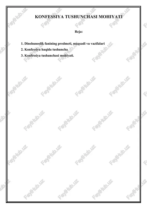 konfessiya tushunchasi mohiyati — DOCX
