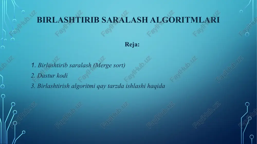 birlashtirib saralash (merge sort) — PPTX