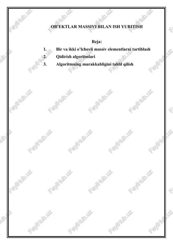 ob’ektlar massivi bilan ish yuritish — DOCX