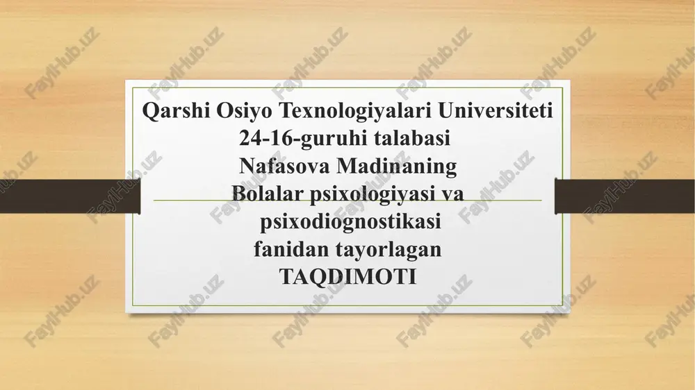 diqqatni diagnosika qilish metodlari — PPTX