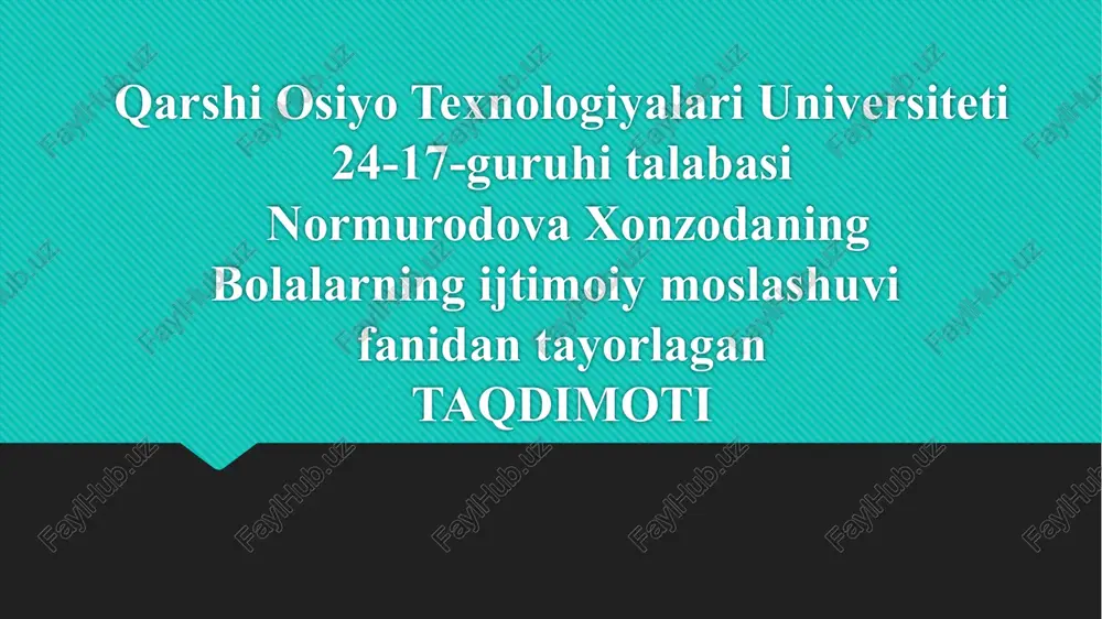 bolaning motivatsion sohasining psixodiagnostikasi — PPTX
