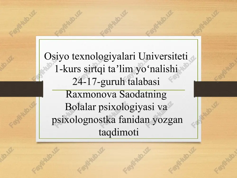 bolalar psixologiyasi — PPTX