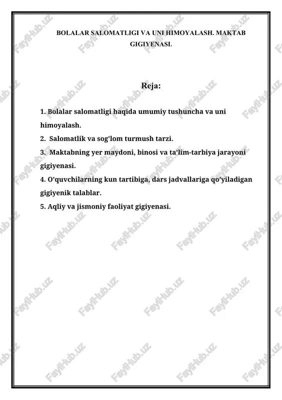 bolalar salomatligi va uni himoyalash — DOC