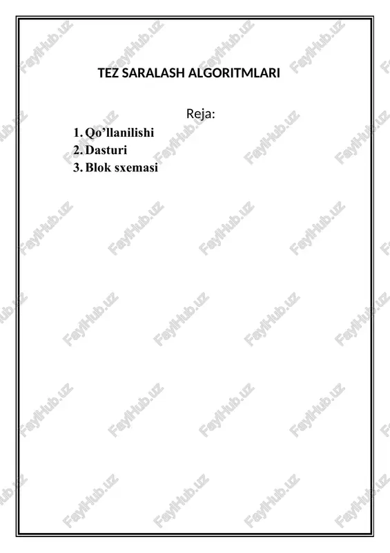 tez saralash algoritmlari — DOCX