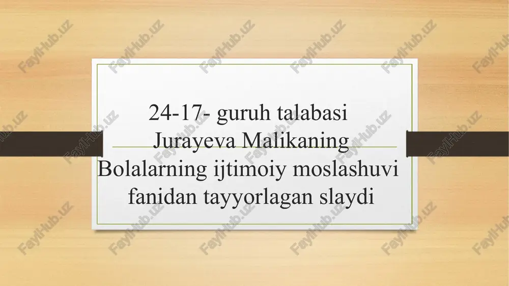 bolalarning ijtimoiy moslashuvi — PPTX