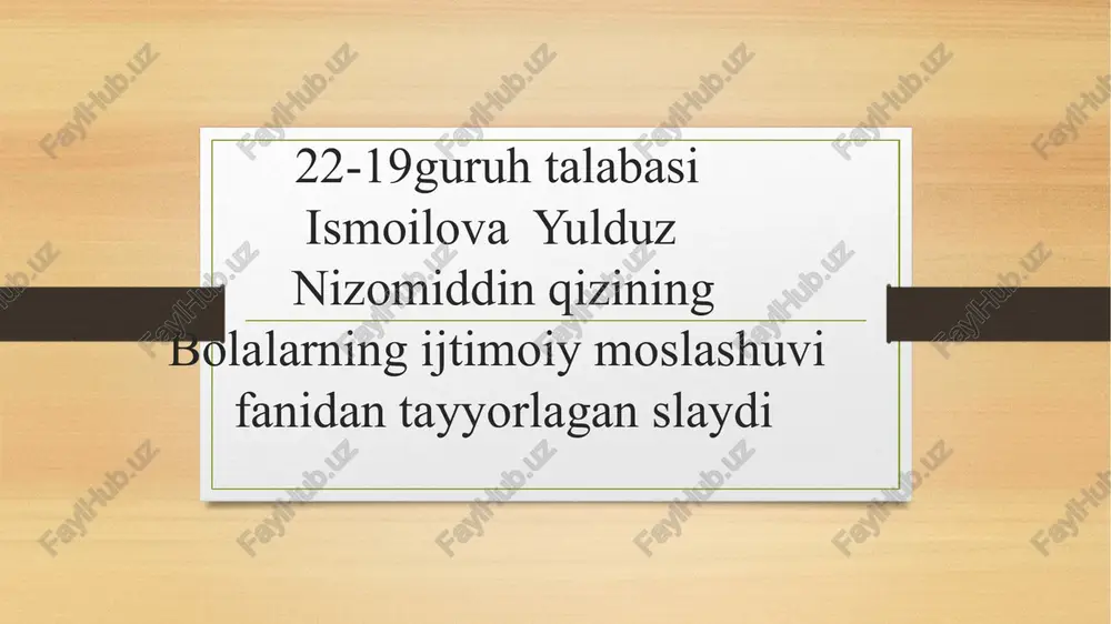bolalarning ijtimoiy moslashuvi — PPTX