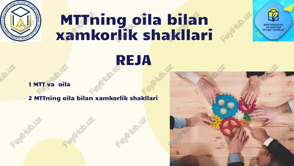 mtning oila bilan xamkorlik shakllari — PPTX
