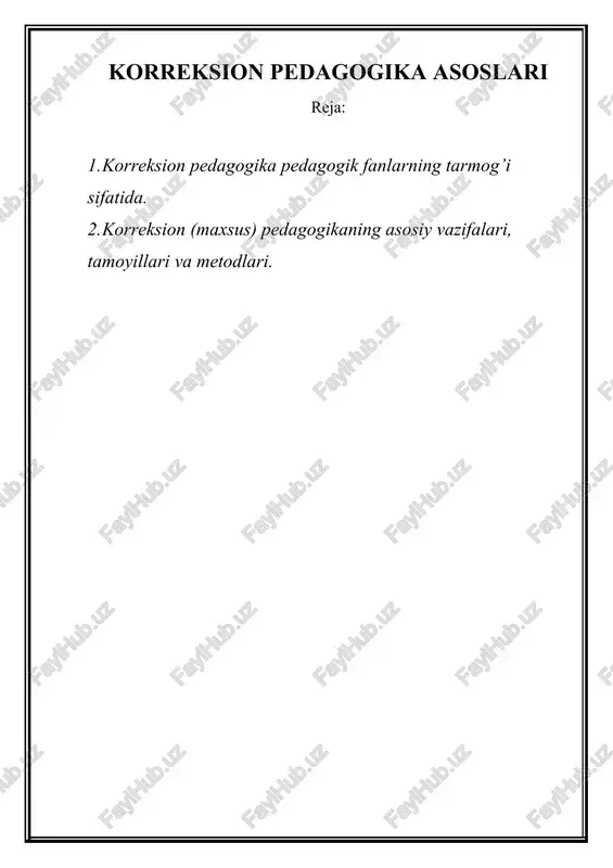 korreksion pedagogika asoslari — DOCX