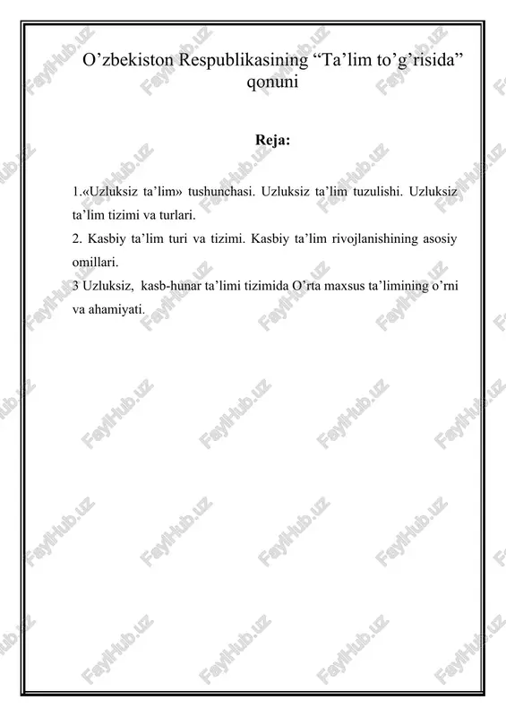 uzluksiz ta'lim — DOC