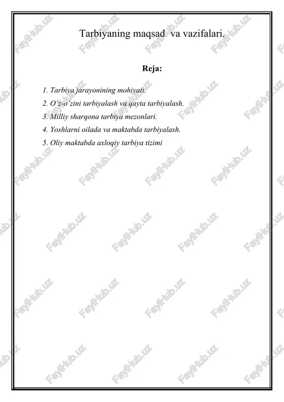 tarbiyaning maqsad va vazifalari — DOC