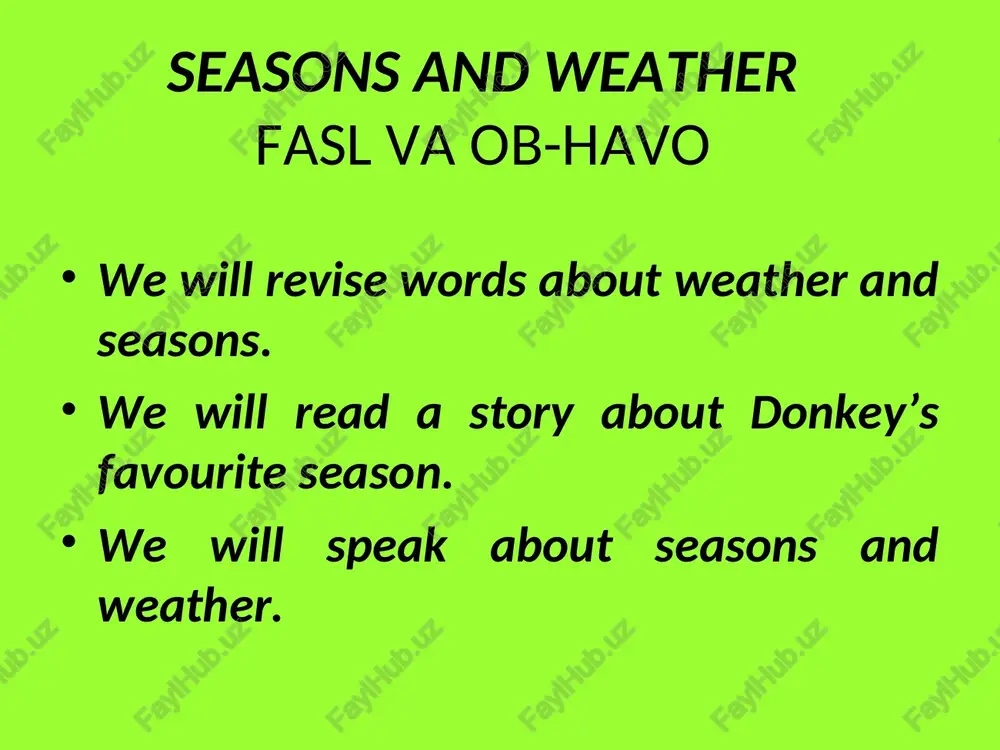 seasons and weather/fasl va ob-havo — PPT