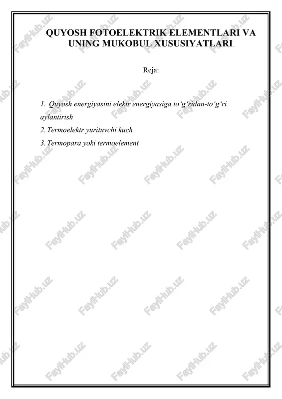 quyosh fotoelektrik elementlari — DOCX