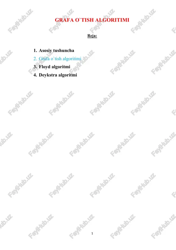 grafa o`tish algoritimi — DOCX