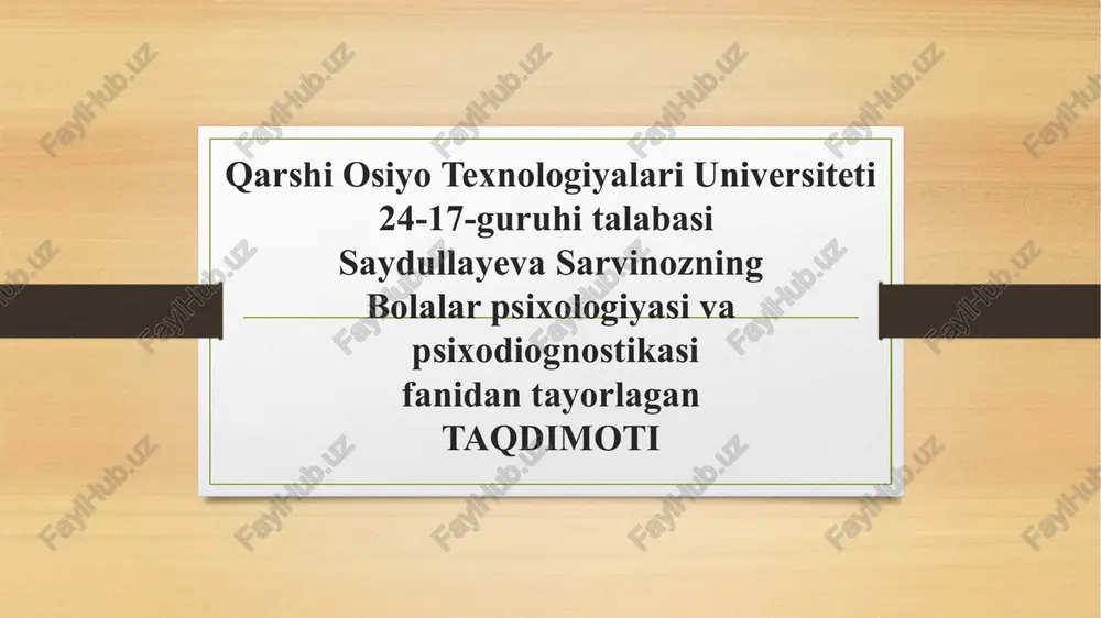 diqqatni diagnostika qilish metodlari — PPTX