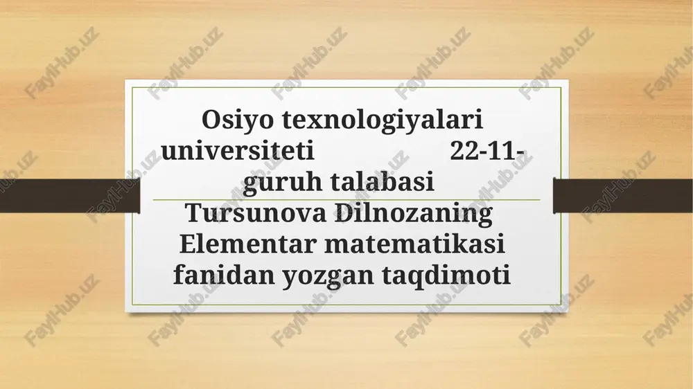 elementar matematika sifanidan o'zgartirilgan taqdimoti — PPTX