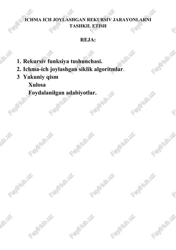rekursiv funksiya tushunchasi — DOCX