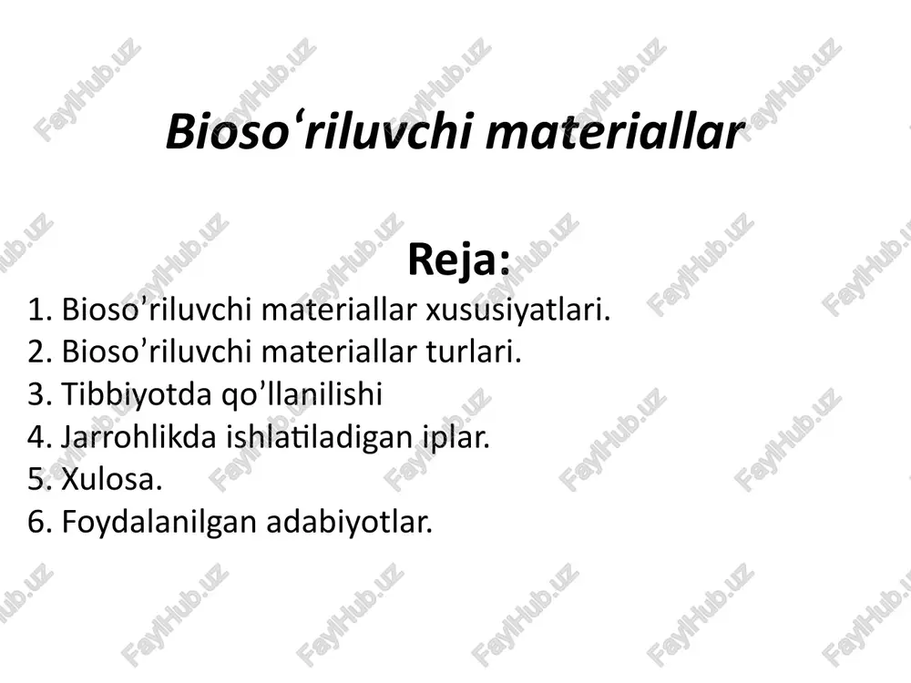 biosoʻriluvchi materiallar — PPTX