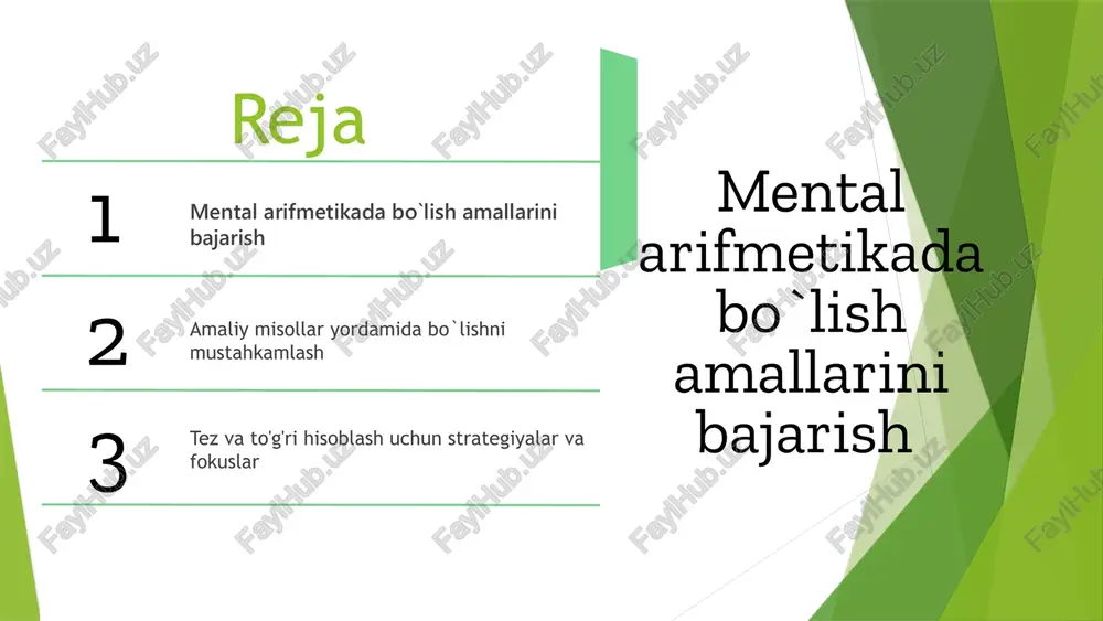 mentalarifmetika darsi — PPTX