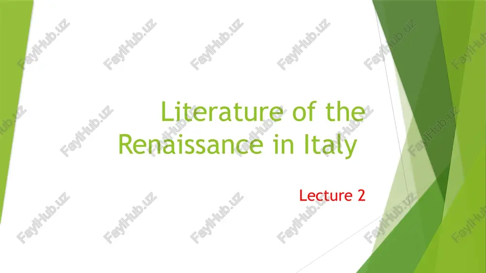 literature of the renaissance in italy — PPTX