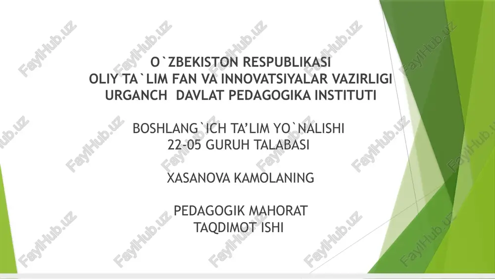 feodalizm davrida o‘qituvchilarning pedagogik qobiliyati — PPTX