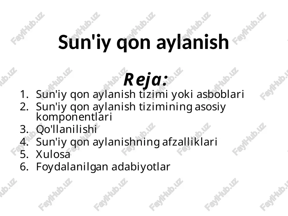 sun'iy qon aylanish — PPTX