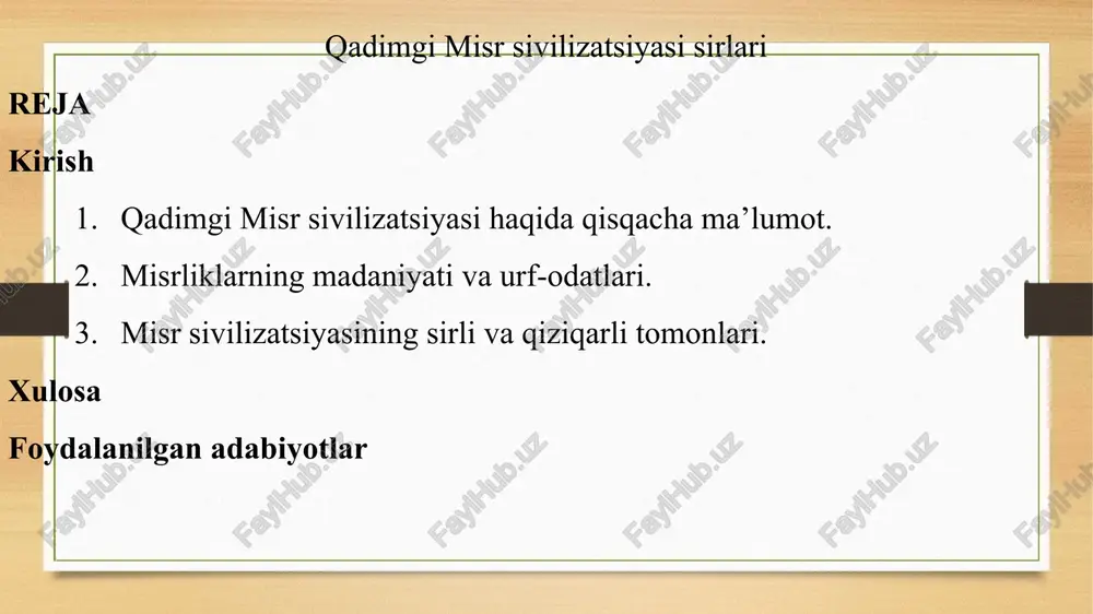 qadimgi misr sivilizatsiyasi sirlari — PPT