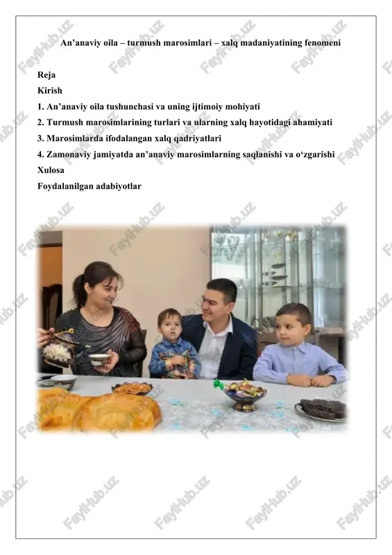 an'anaviy oila va turmush marosimlari — DOCX