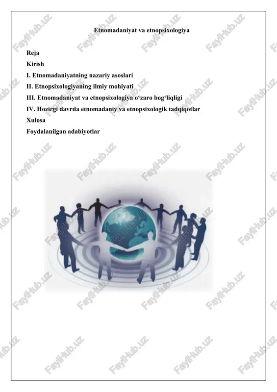 etnomadaniyat va etnopsixologiya — DOCX