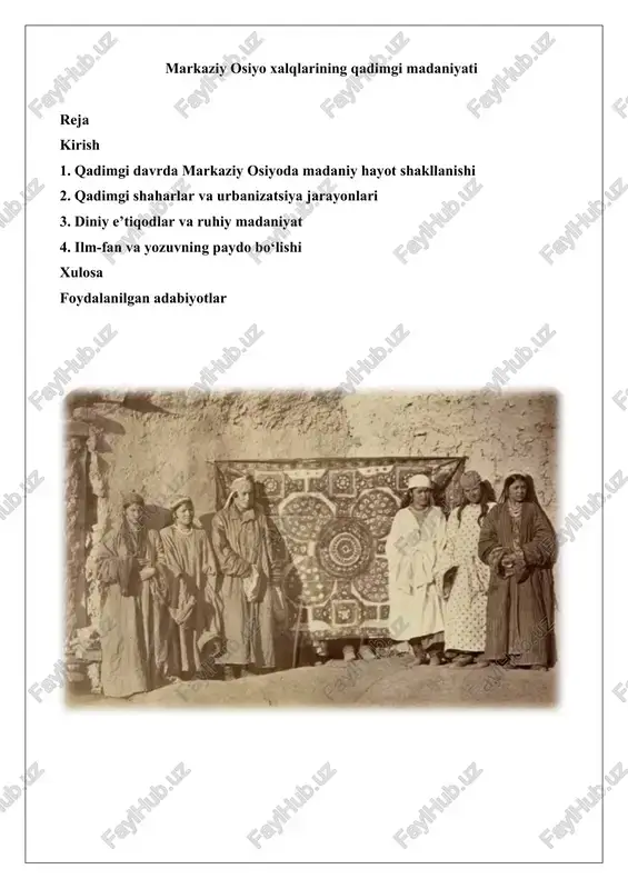 markaziy osiyo insoniyat tarixi — DOCX