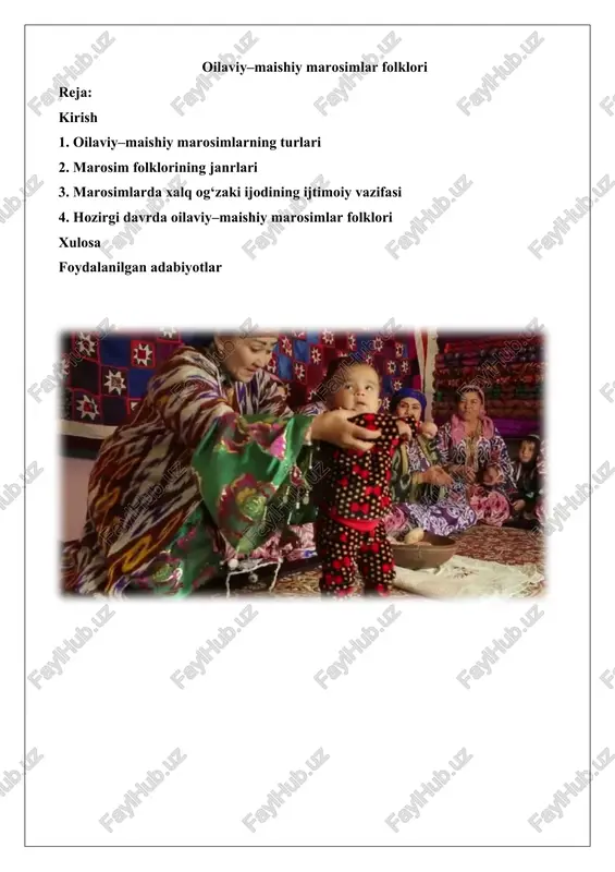 oilaviy-maishiy marosimlar folklori — DOCX