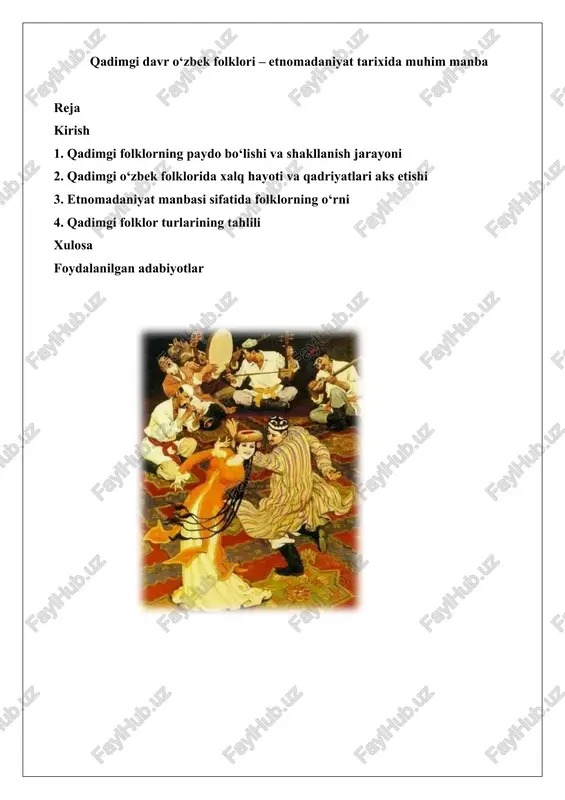 qadimgi davr o‘zbek folklori — DOCX