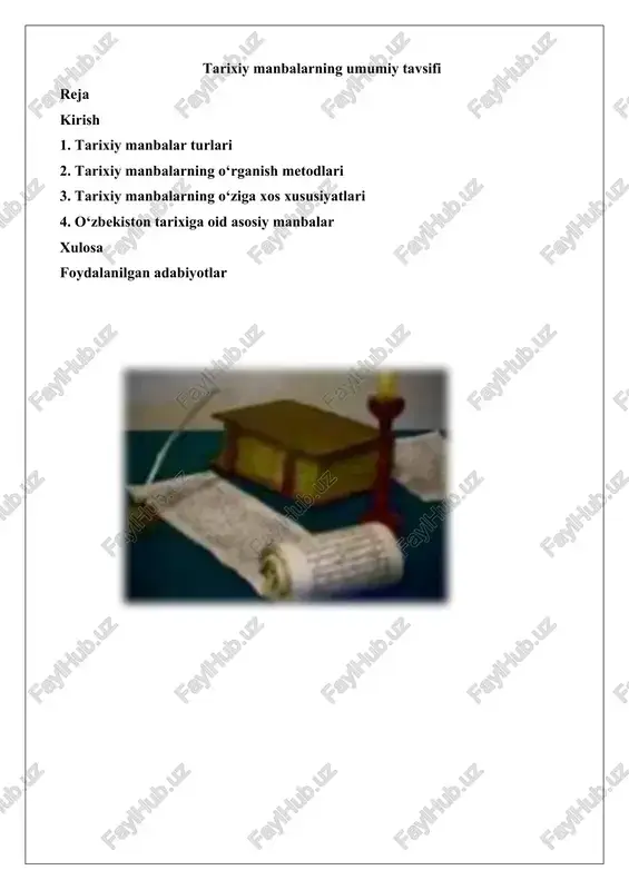 tarixiy manbalarning umumiy tavsifi — DOCX