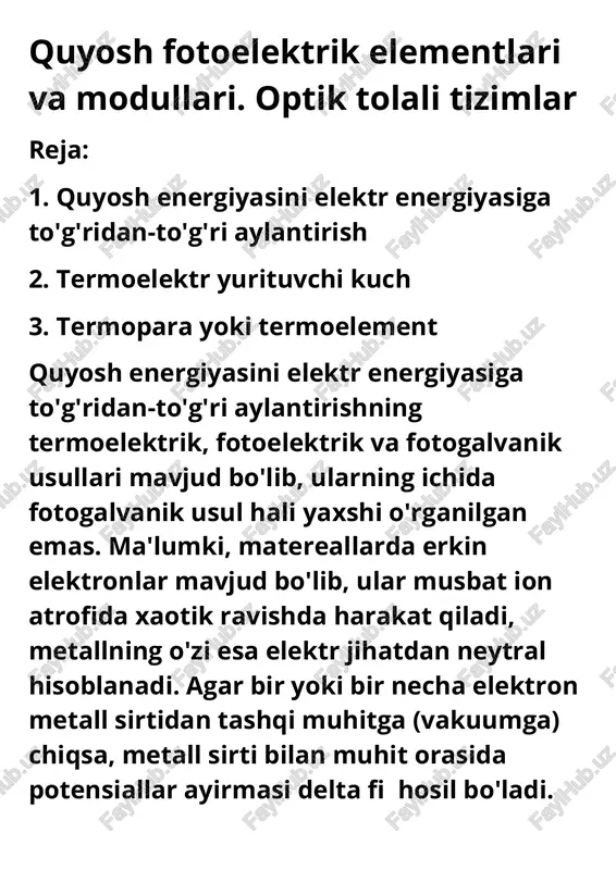 quyosh fotoelektrik elementlari va modullari — PDF